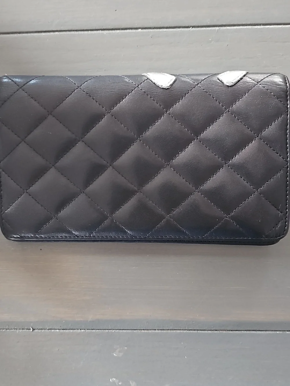 CHANEL Black Calfskin Quilted Cambon  Wallet One Size